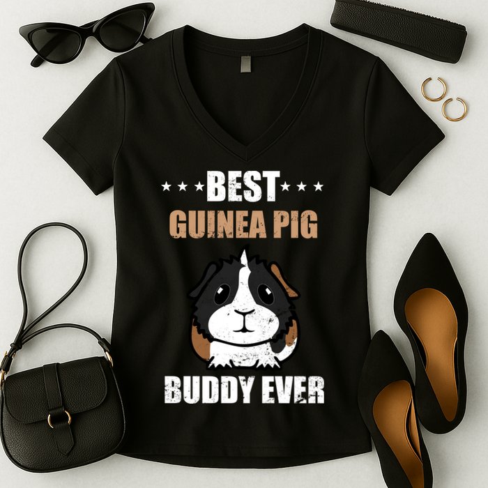 Best Guinea Pig Buddy Ever Women's V-Neck T-Shirt
