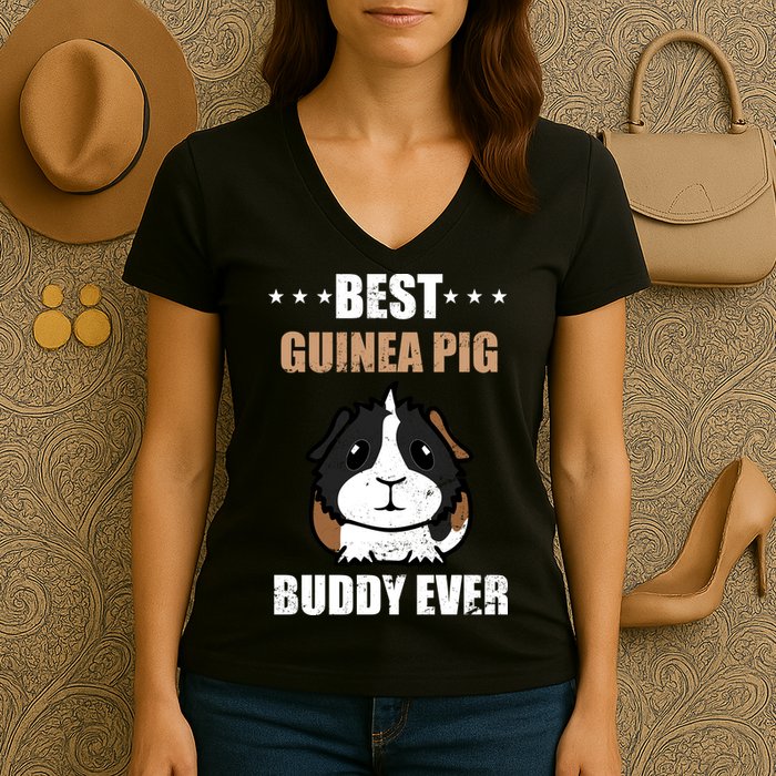 Best Guinea Pig Buddy Ever Women's V-Neck T-Shirt