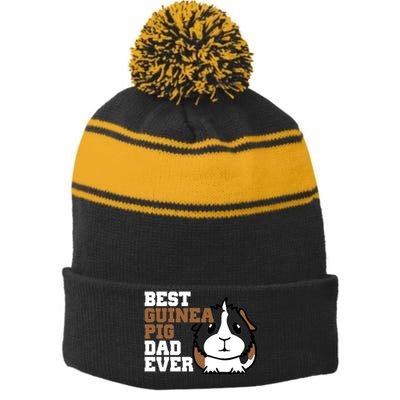 Best Guinea Pig Dad Ever Stripe Pom Pom Beanie