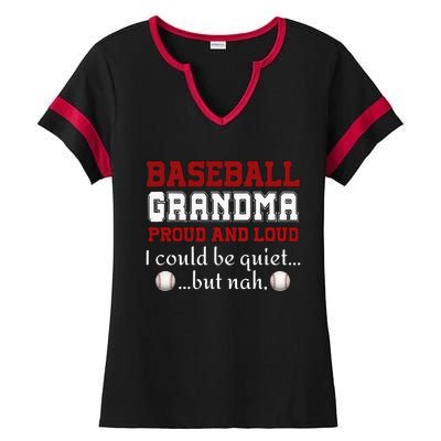 Baseball Grandma Proud And Loud Women Ladies Halftime Notch Neck Tee