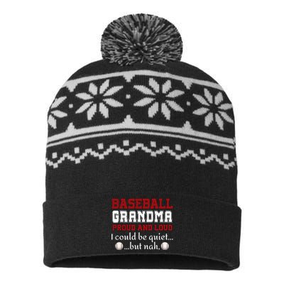 Baseball Grandma Proud And Loud Women USA-Made Snowflake Beanie