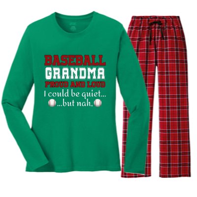 Baseball Grandma Proud And Loud Women Women's Long Sleeve Flannel Pajama Set 