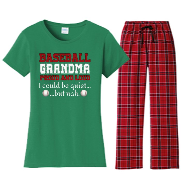 Baseball Grandma Proud And Loud Women Women's Flannel Pajama Set