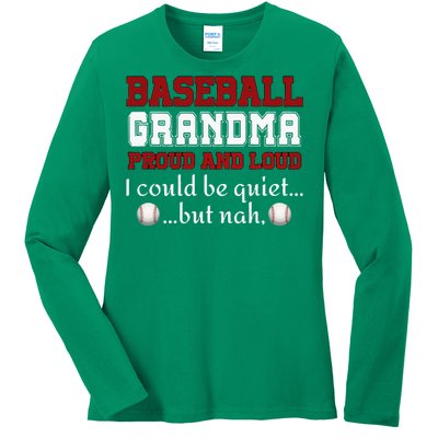 Baseball Grandma Proud And Loud Women Ladies Long Sleeve Shirt