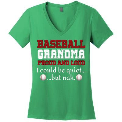 Baseball Grandma Proud And Loud Women Women's V-Neck T-Shirt