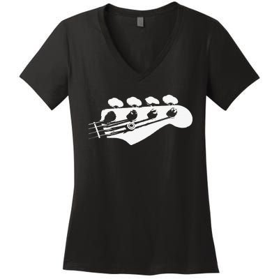 Bass Guitar Player Bassist Guitarist Musician Music Women's V-Neck T-Shirt