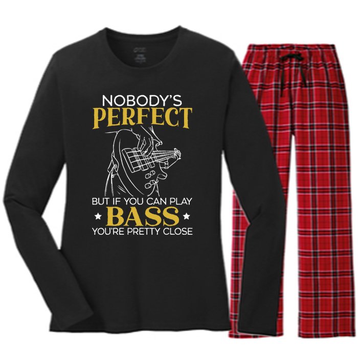 Bass Guitar Player Bassist Guitarist Musician Music Women's Long Sleeve Flannel Pajama Set 