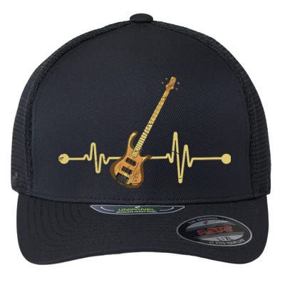 Bass Guitar Player Heartbeat Musical Instrument Bass Guitar Flexfit Unipanel Trucker Cap