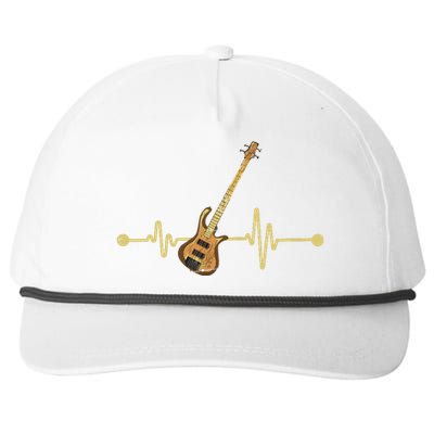 Bass Guitar Player Heartbeat Musical Instrument Bass Guitar Snapback Five-Panel Rope Hat