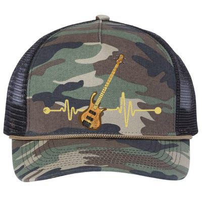 Bass Guitar Player Heartbeat Musical Instrument Bass Guitar Retro Rope Trucker Hat Cap