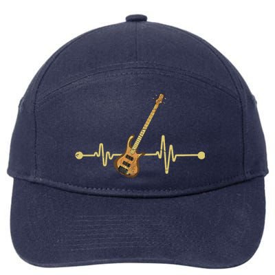 Bass Guitar Player Heartbeat Musical Instrument Bass Guitar 7-Panel Snapback Hat