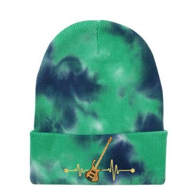 Bass Guitar Player Heartbeat Musical Instrument Bass Guitar Tie Dye 12in Knit Beanie