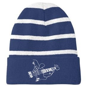 Bass Guitar Player Music Guitarist Musician Rock Striped Beanie with Solid Band