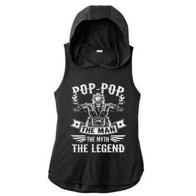 Biker Grandpa Poppop The Man Myth The Legend Motorcycle Ladies PosiCharge Tri-Blend Wicking Draft Hoodie Tank