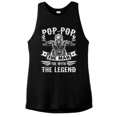 Biker Grandpa Poppop The Man Myth The Legend Motorcycle Ladies PosiCharge Tri-Blend Wicking Tank