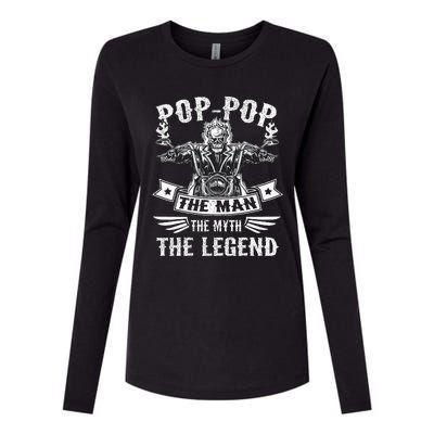 Biker Grandpa Poppop The Man Myth The Legend Motorcycle Womens Cotton Relaxed Long Sleeve T-Shirt