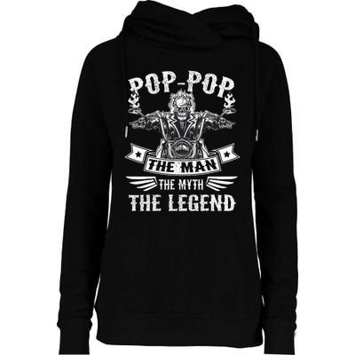 Biker Grandpa Poppop The Man Myth The Legend Motorcycle Womens Funnel Neck Pullover Hood