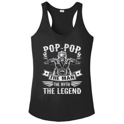 Biker Grandpa Poppop The Man Myth The Legend Motorcycle Ladies PosiCharge Competitor Racerback Tank