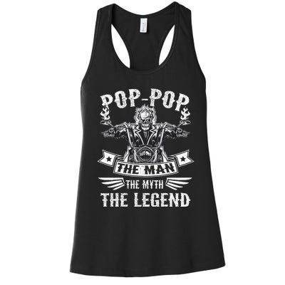 Biker Grandpa Poppop The Man Myth The Legend Motorcycle Women's Racerback Tank