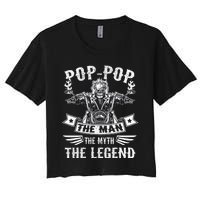 Biker Grandpa Poppop The Man Myth The Legend Motorcycle Women's Crop Top Tee