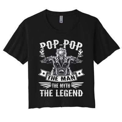 Biker Grandpa Poppop The Man Myth The Legend Motorcycle Women's Crop Top Tee