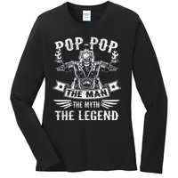 Biker Grandpa Poppop The Man Myth The Legend Motorcycle Ladies Long Sleeve Shirt