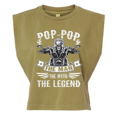 Biker Grandpa Poppop The Man Myth The Legend Motorcycle Garment-Dyed Women's Muscle Tee