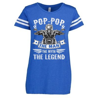 Biker Grandpa Poppop The Man Myth The Legend Motorcycle Enza Ladies Jersey Football T-Shirt