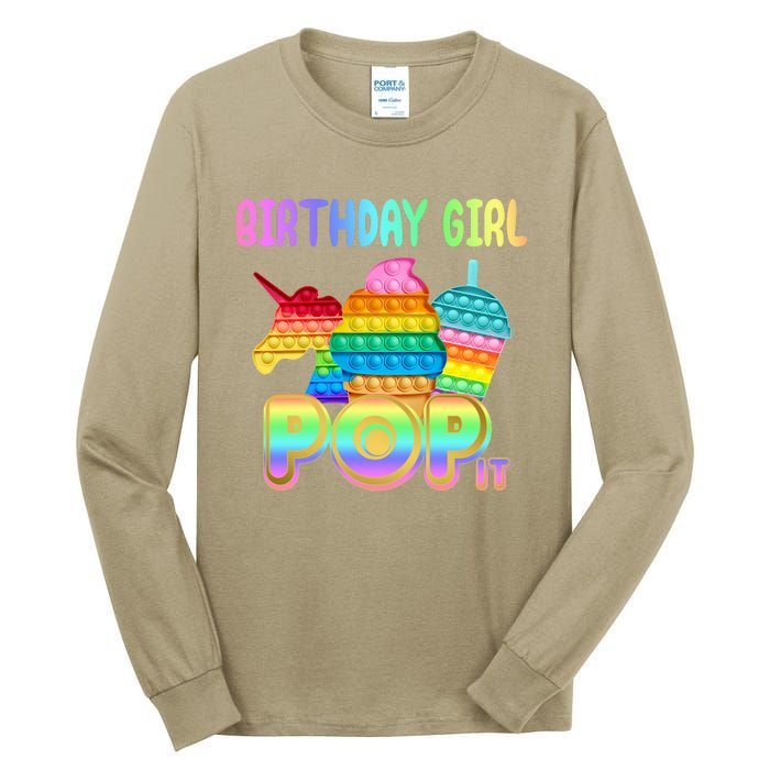 Birthday Girl Pop It Funny Cute Colorful Tall Long Sleeve T-Shirt