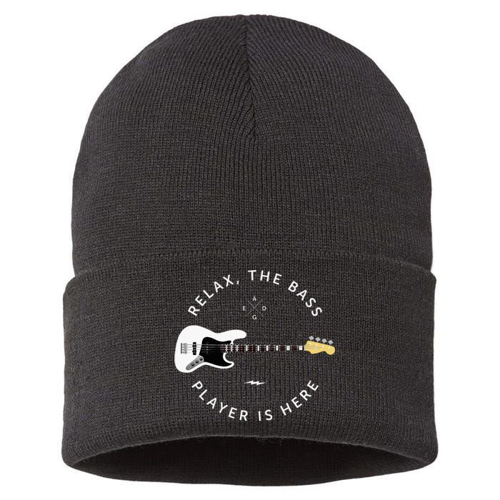 Bass Guitar Player Relax The Bass Player Is Here Sustainable Knit Beanie