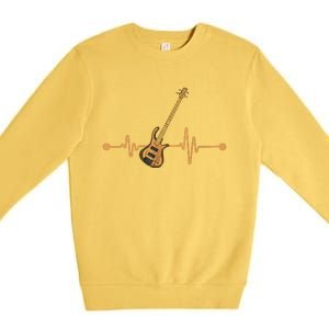 Bass Guitar Player Heartbeat Musical Instrument Bass Guitar Premium Crewneck Sweatshirt