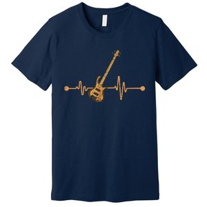 Bass Guitar Player Heartbeat Musical Instrument Bass Guitar Premium T-Shirt