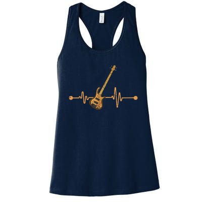 Bass Guitar Player Heartbeat Musical Instrument Bass Guitar Women's Racerback Tank