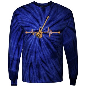 Bass Guitar Player Heartbeat Musical Instrument Bass Guitar Tie-Dye Long Sleeve Shirt