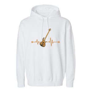 Bass Guitar Player Heartbeat Musical Instrument Bass Guitar Garment-Dyed Fleece Hoodie