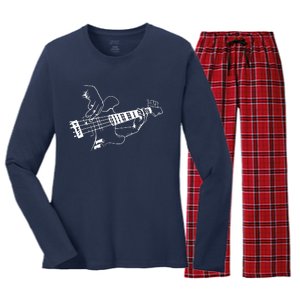 Bass Guitar Player Music Guitarist Musician Rock Women's Long Sleeve Flannel Pajama Set 