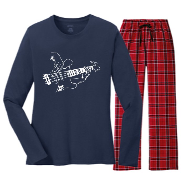 Bass Guitar Player Music Guitarist Musician Rock Women's Long Sleeve Flannel Pajama Set 