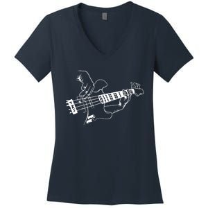 Bass Guitar Player Music Guitarist Musician Rock Women's V-Neck T-Shirt