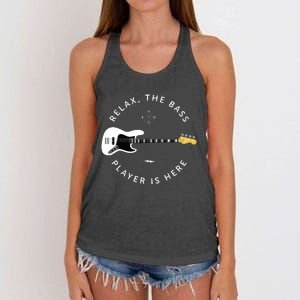 Bass Guitar Player Relax The Bass Player Is Here Women's Knotted Racerback Tank