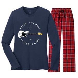 Bass Guitar Player Relax The Bass Player Is Here Women's Long Sleeve Flannel Pajama Set 