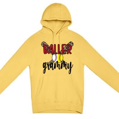 Baller Grammy Proud Baseball Softball Grammy Grandma Gift Premium Pullover Hoodie