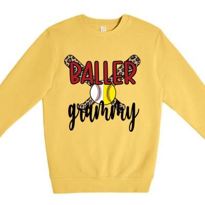 Baller Grammy Proud Baseball Softball Grammy Grandma Gift Premium Crewneck Sweatshirt