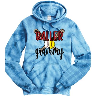 Baller Grammy Proud Baseball Softball Grammy Grandma Gift Tie Dye Hoodie