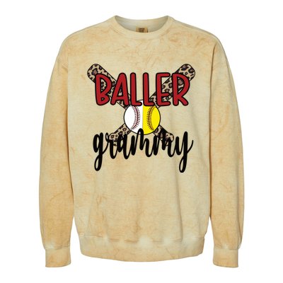 Baller Grammy Proud Baseball Softball Grammy Grandma Gift Colorblast Crewneck Sweatshirt