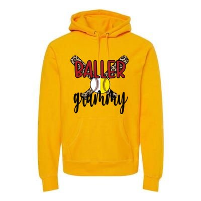 Baller Grammy Proud Baseball Softball Grammy Grandma Gift Premium Hoodie