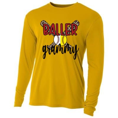 Baller Grammy Proud Baseball Softball Grammy Grandma Gift Cooling Performance Long Sleeve Crew