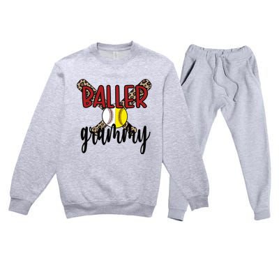 Baller Grammy Proud Baseball Softball Grammy Grandma Gift Premium Crewneck Sweatsuit Set