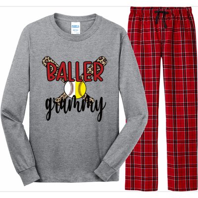 Baller Grammy Proud Baseball Softball Grammy Grandma Gift Long Sleeve Pajama Set