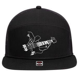 Bass Guitar Player Music Guitarist Musician 7 Panel Mesh Trucker Snapback Hat