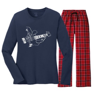 Bass Guitar Player Music Guitarist Musician Women's Long Sleeve Flannel Pajama Set 